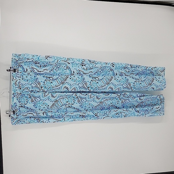 Talbots Womens Vibrant Blue Print Pants 100% Cotton With Adjustable Strap Sz M - Picture 3 of 10